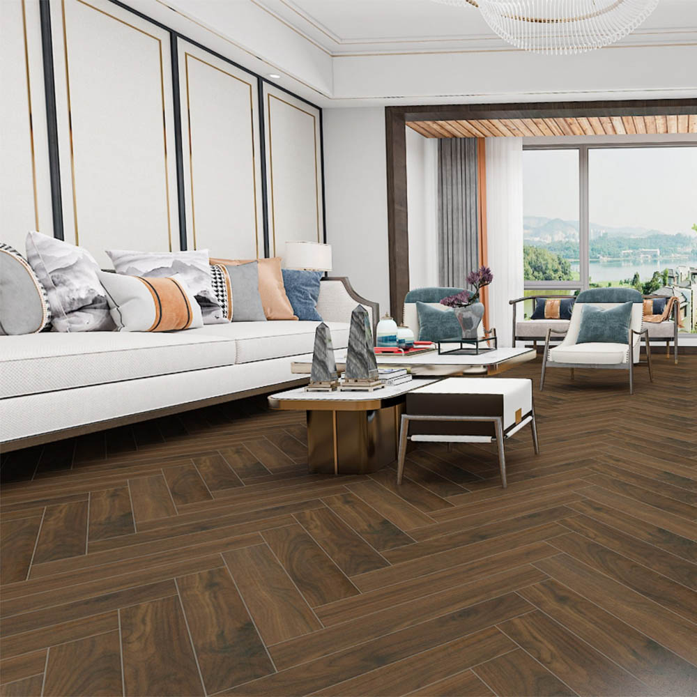 10mm Black Walnut Art Parquet Herringbone Laminate Flooring