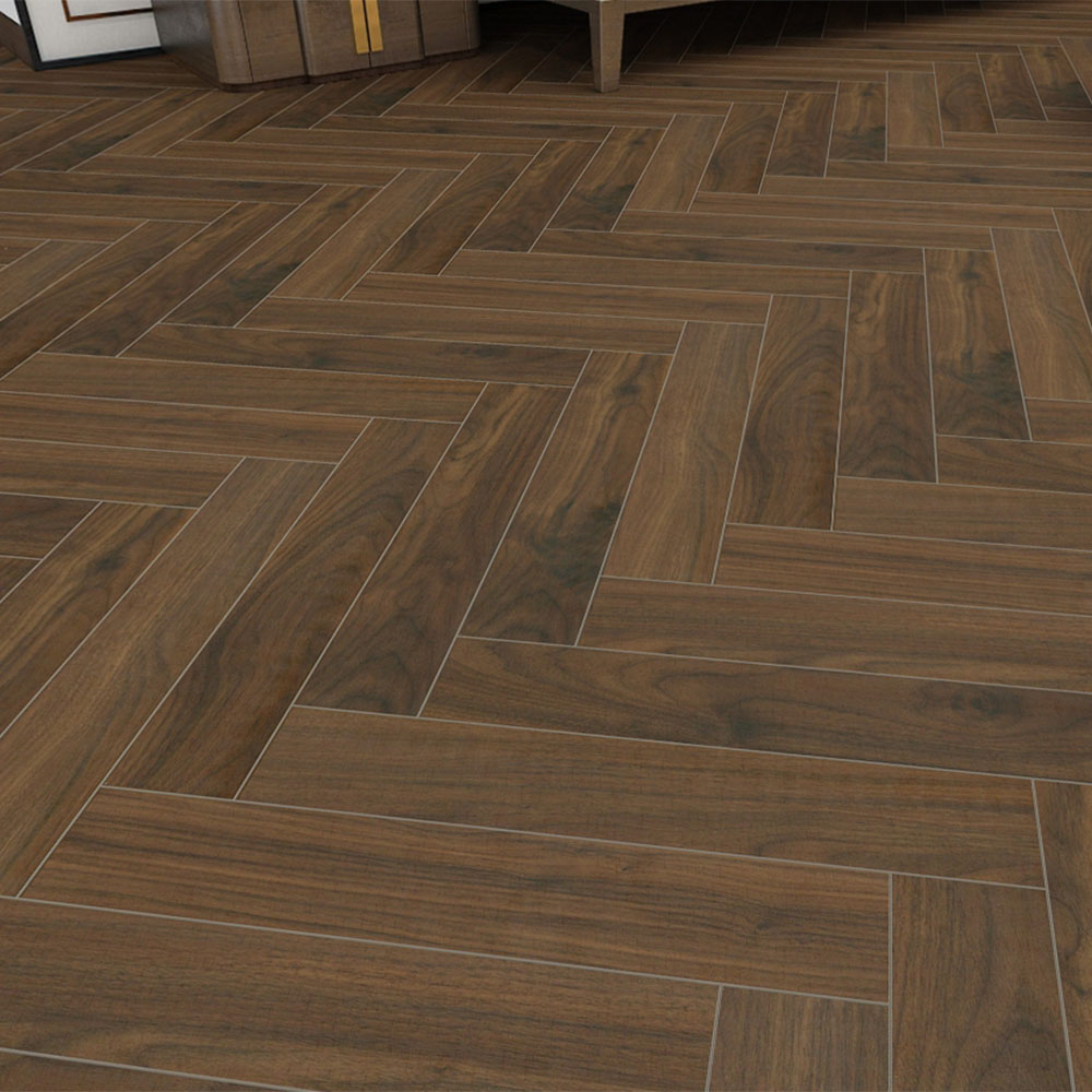 10mm Black Walnut Art Parquet Herringbone Laminate Flooring