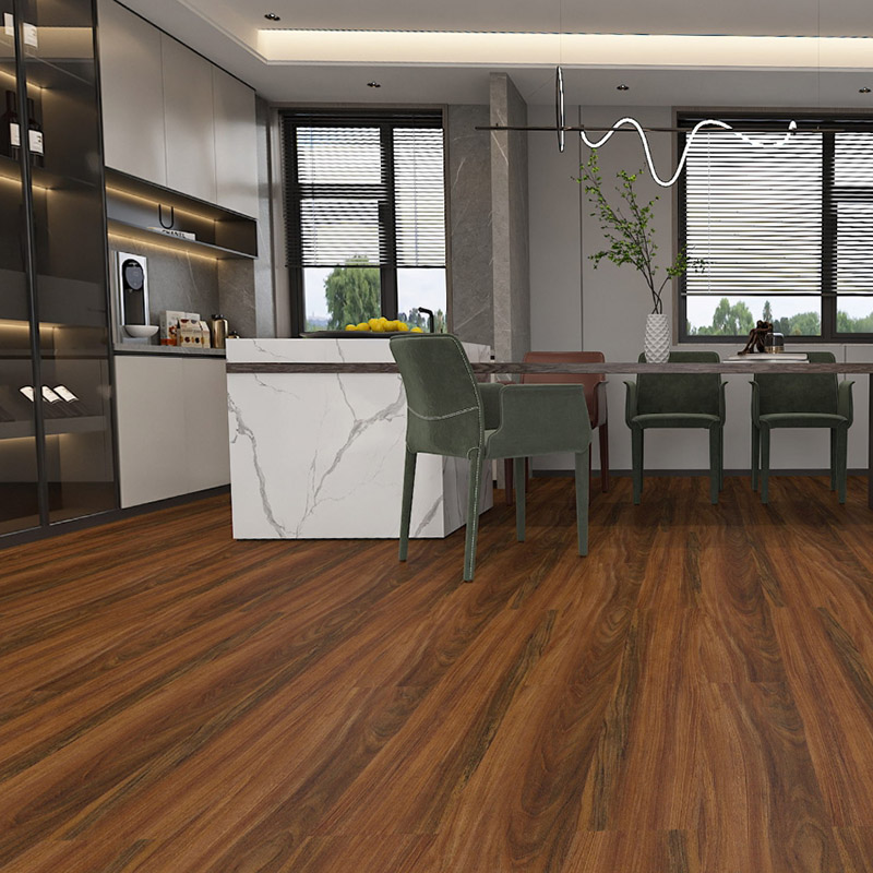 Виниловое напольное покрытие SPC с текстурой дерева темно-коричневого цвета класса люкс